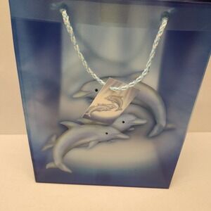 Vintage y2k Color Fantasies Dolphin Gift Bag with Tag Blue Beach Sea Ocean
